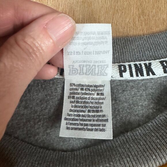 Victoria’s Secret PINK Colorblock Crewneck Sweatshirt Yellow Gray XS - Picture 3 of 5